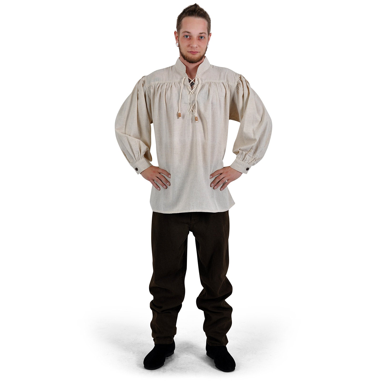 Product image Medieval Stand-Up Collar Lace-Up Shirt Friedrich natural
