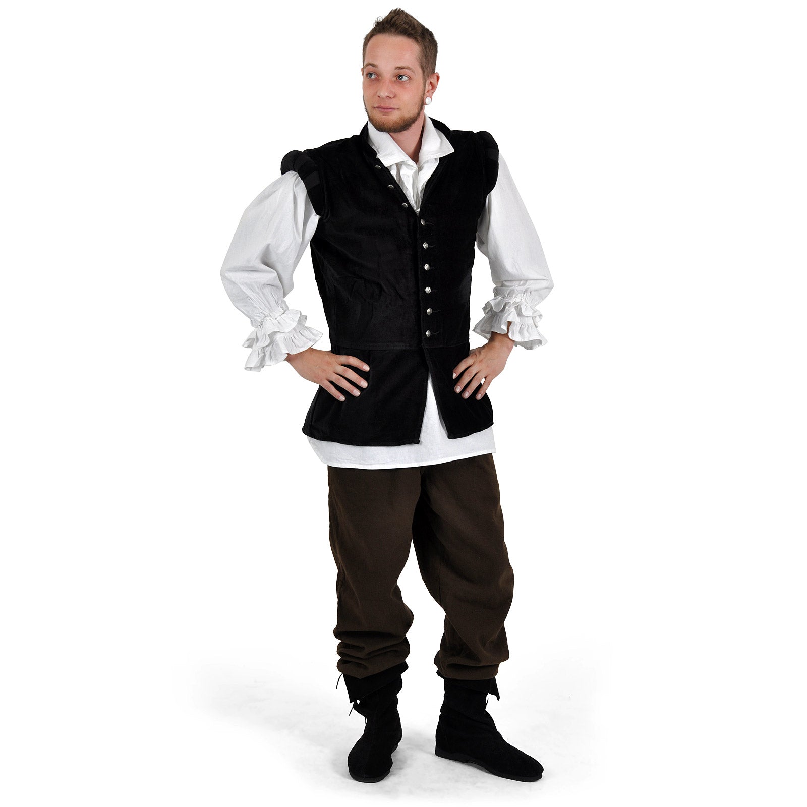 Product image Velvet Doublet with Stand-Up Collar Black
