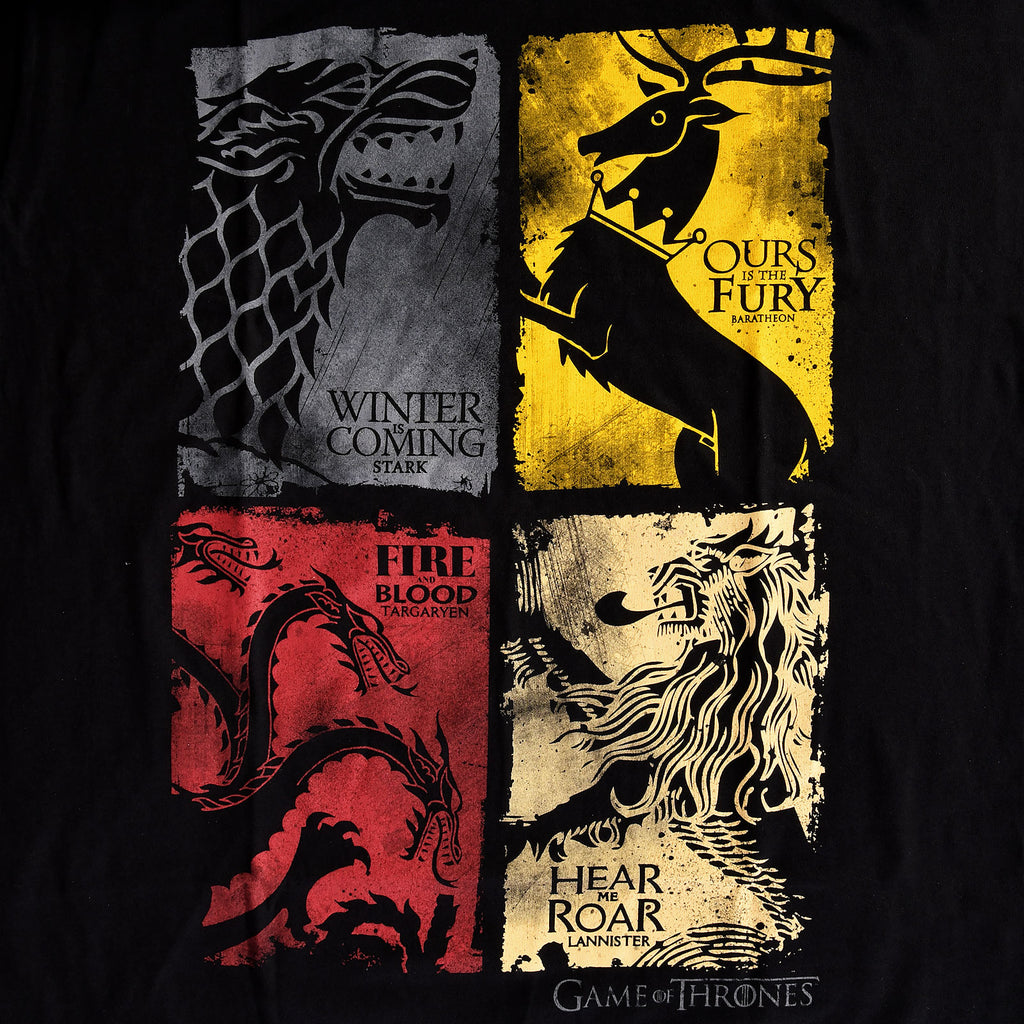 Zdjęcie produktu Game of Thrones - Koszulka z herbami distressed czarna
