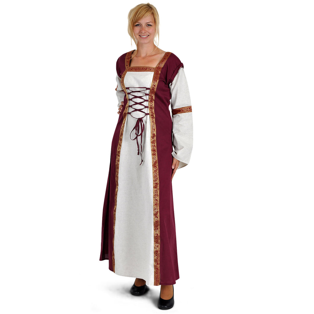 Product image Medieval Dress Applonia with detachable sleeves natural-bordeaux