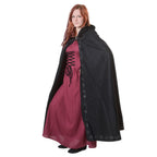 Product image Medieval Wool Cloak for Women with Hood Embroidery Metal Buckle Black