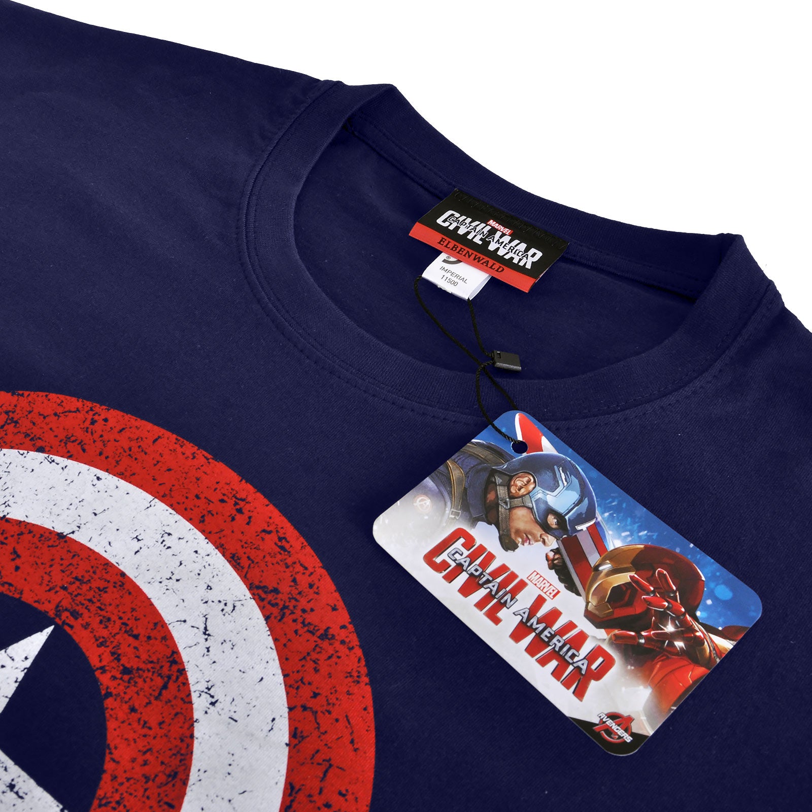Zdjęcie produktu Captain America - Koszulka z logo tarczy Distressed, niebieska