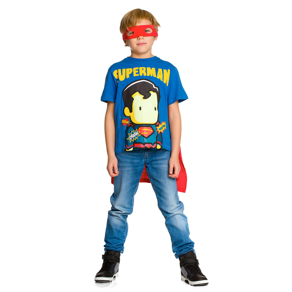 Zdjęcie produktu Superman - Koszulka dziecięca z peleryną i maską na oczy