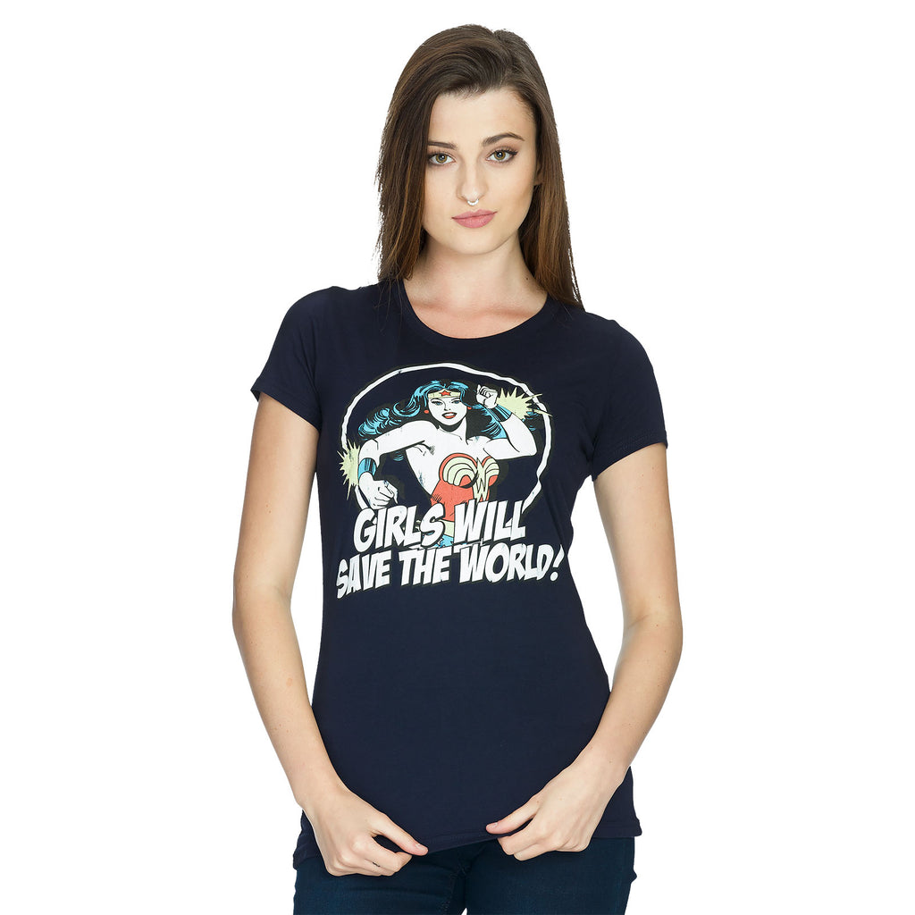 Zdjęcie produktu Wonder Woman - Girls Will Save The World Koszulka damska niebieska