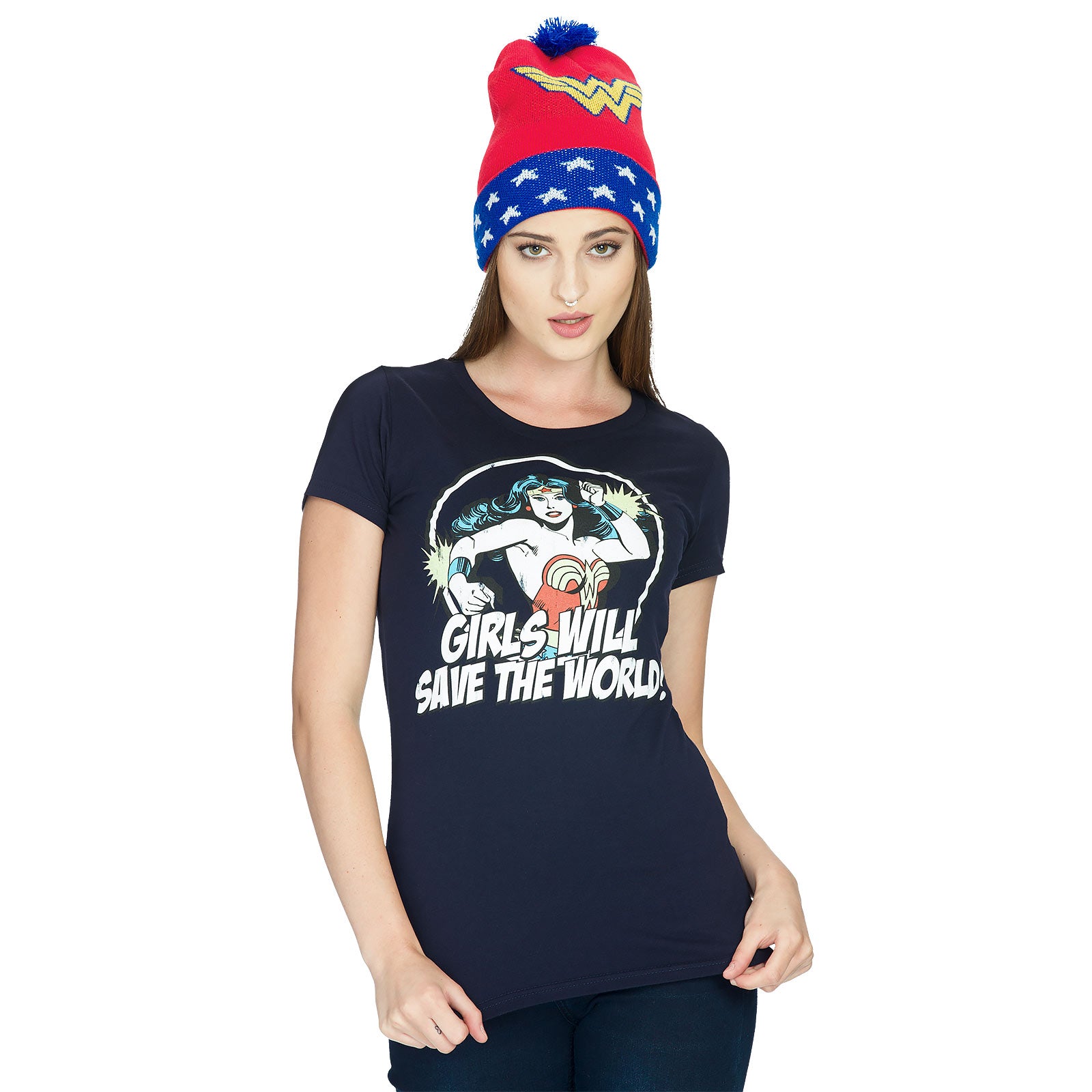 Zdjęcie produktu Wonder Woman - Girls Will Save The World Koszulka damska niebieska