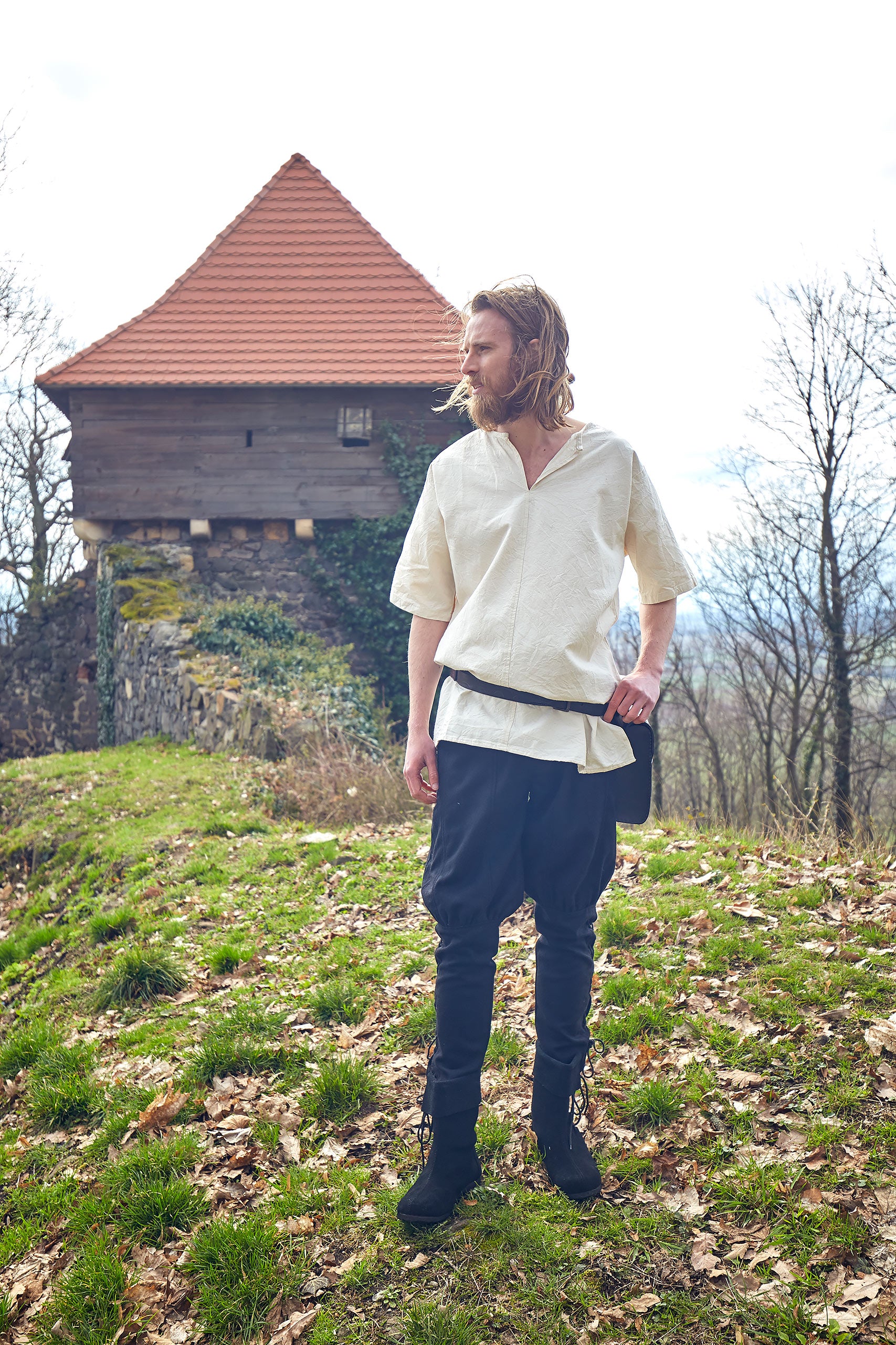 Product image Medieval wool trousers with lower leg lacing black