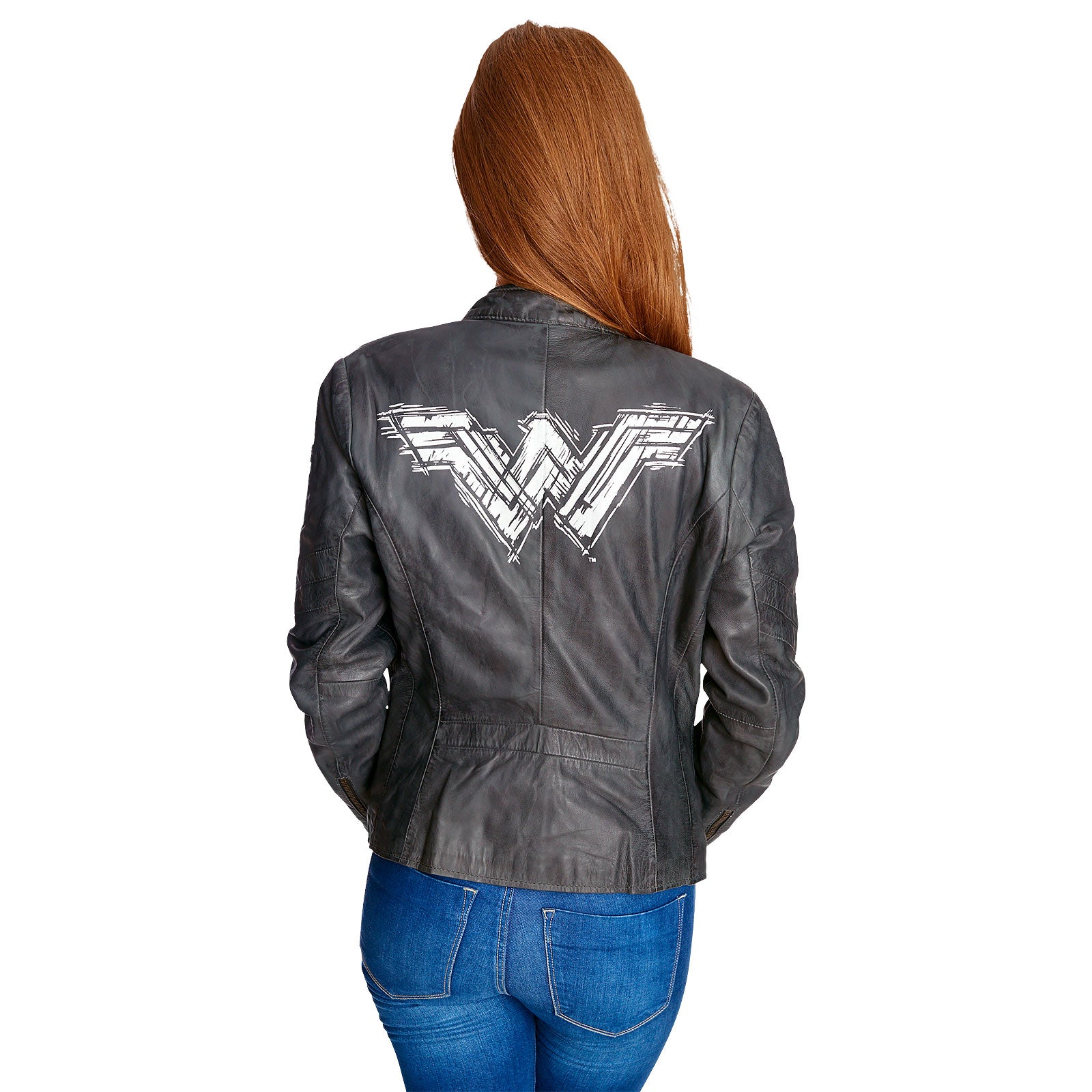 Zdjęcie produktu Wonder Woman - Skórzana kurtka z logo szara