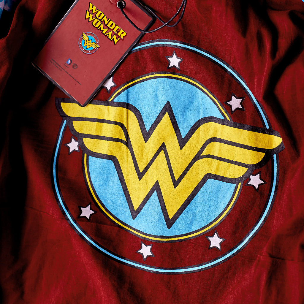 Zdjęcie produktu Wonder Woman - Skórzana kurtka z logo i kapturem, niebieska