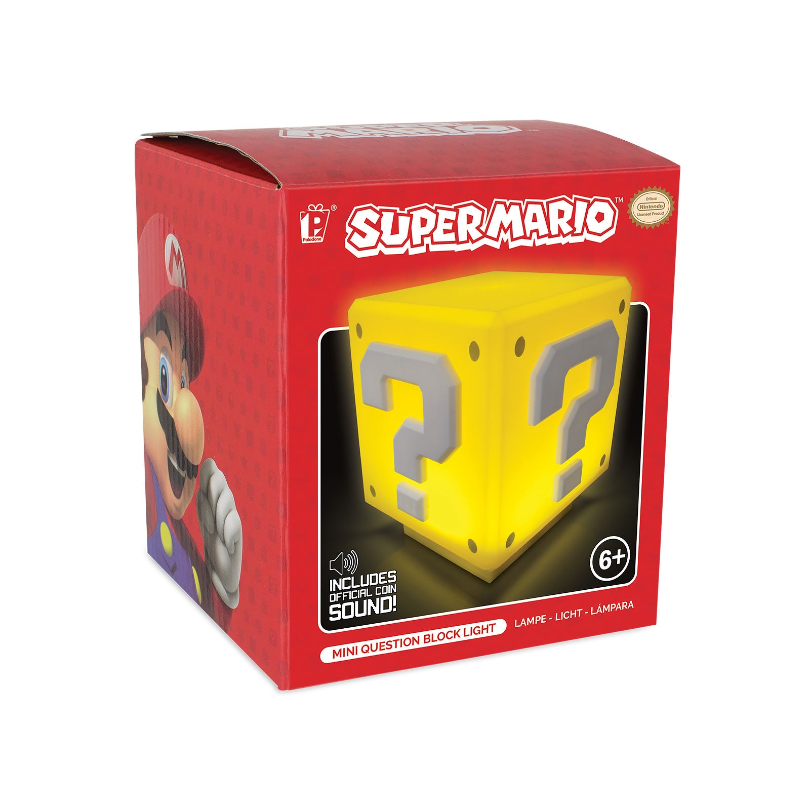 Zdjęcie produktu Super Mario - Mini Lampa z Znakami Zapytania z Dźwiękiem