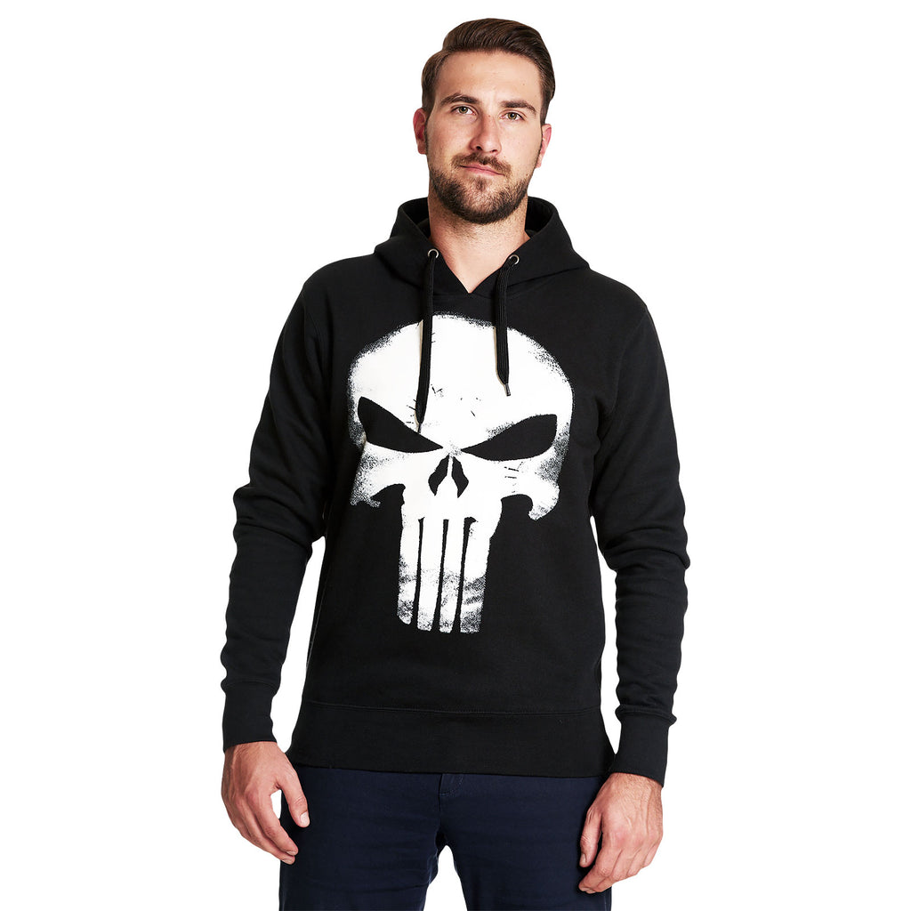 Zdjęcie produktu Punisher - Czarno-biała bluza z kapturem z logo czaszki