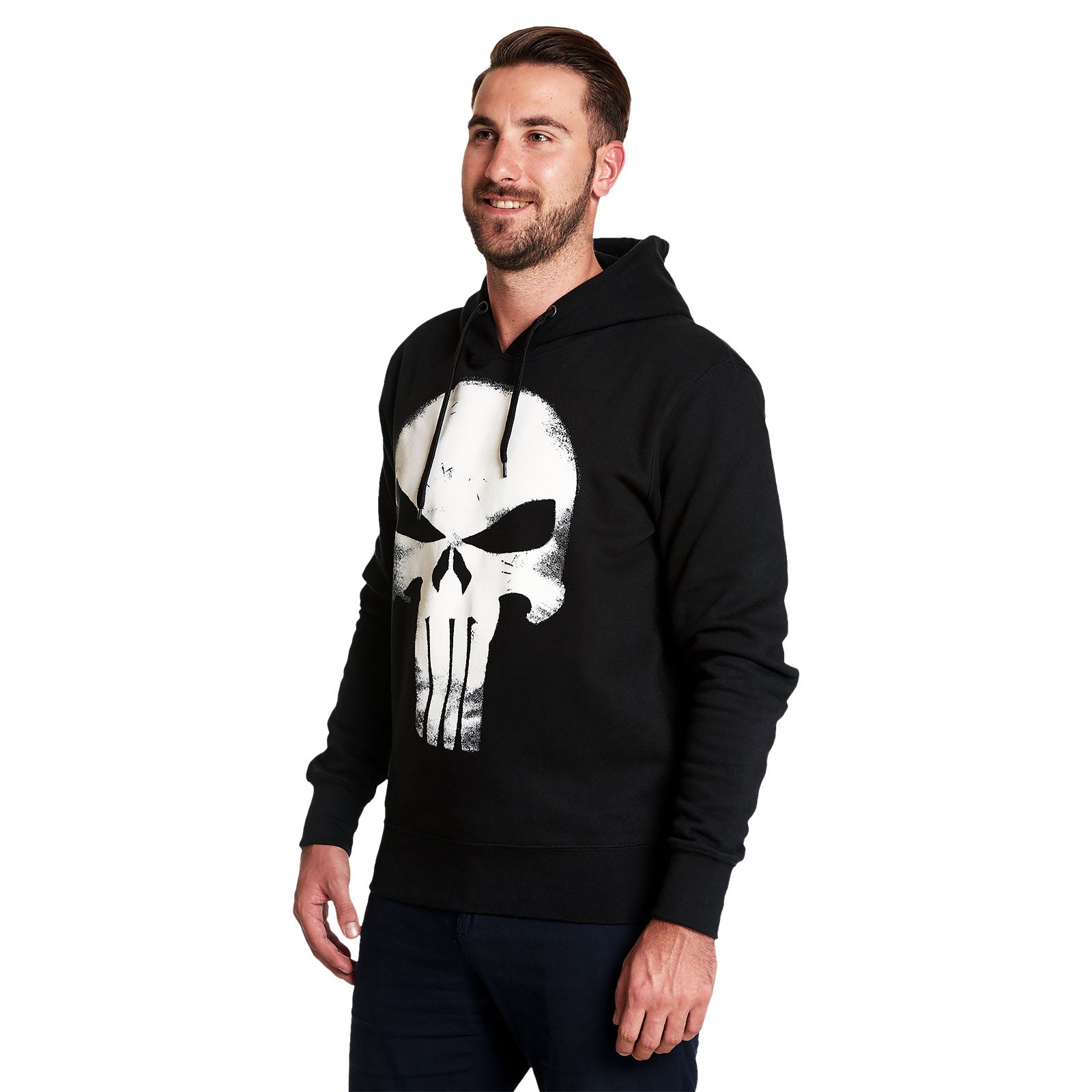 Zdjęcie produktu Punisher - Czarno-biała bluza z kapturem z logo czaszki
