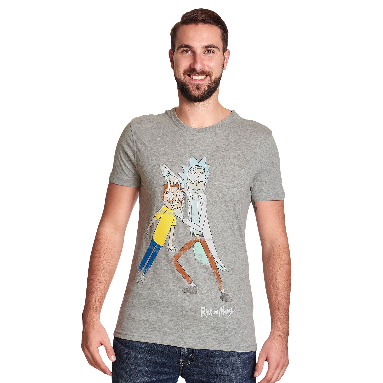 Zdjęcie produktu Rick and Morty - Morty Eye Edit Distressed T-Shirt szary