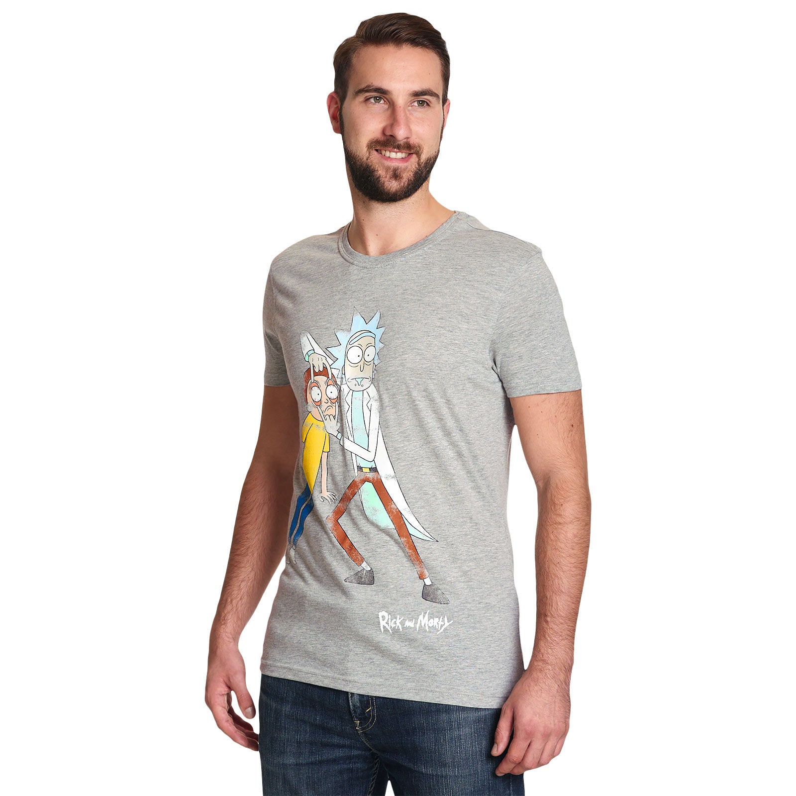 Zdjęcie produktu Rick and Morty - Morty Eye Edit Distressed T-Shirt szary