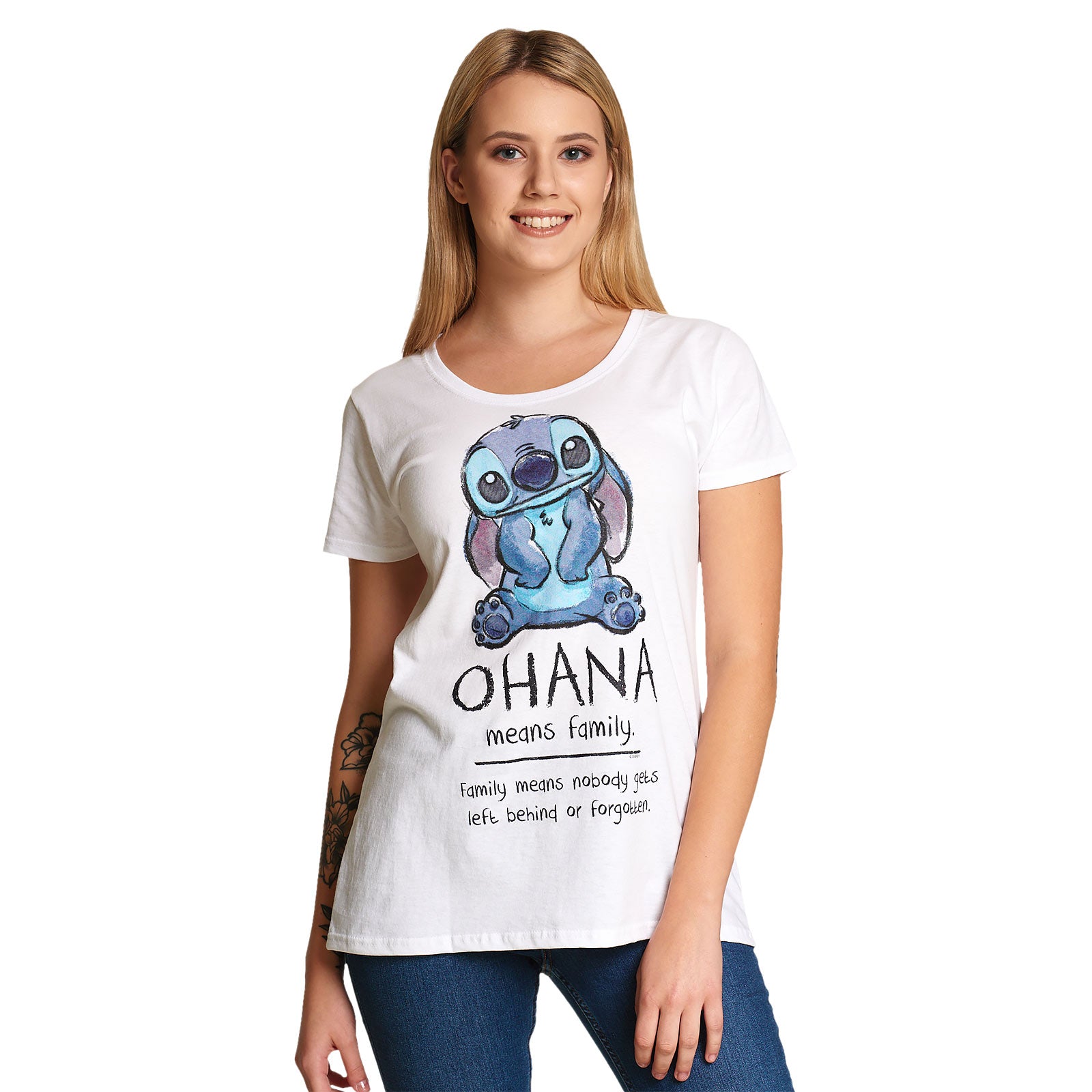 Zdjęcie produktu Lilo & Stitch - Ohana oznacza rodzinę T-Shirt damski biały