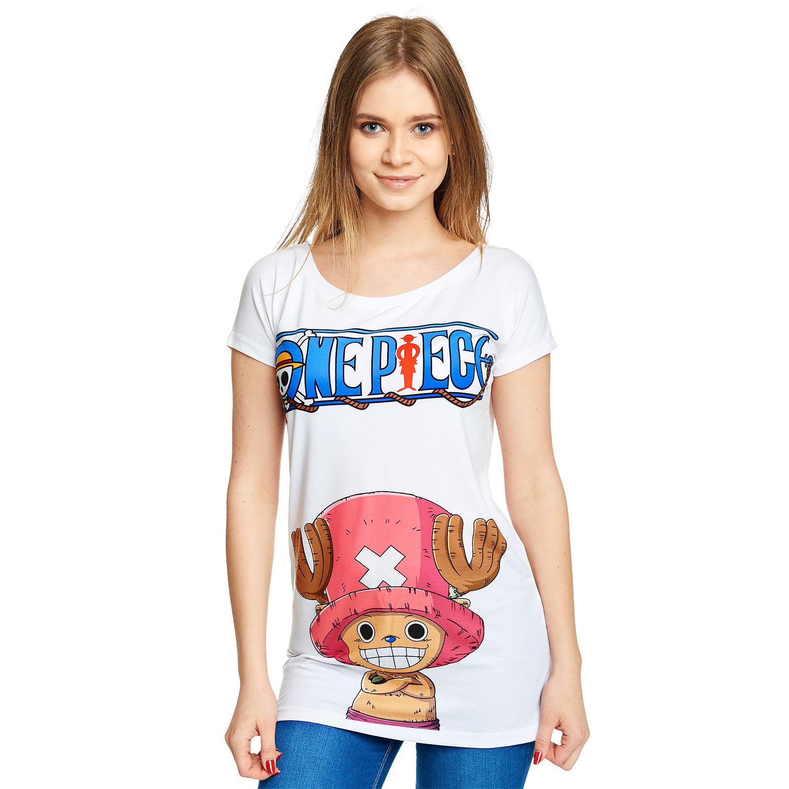 Zdjęcie produktu One Piece - Chopper T-Shirt damskie Loose Fit białe