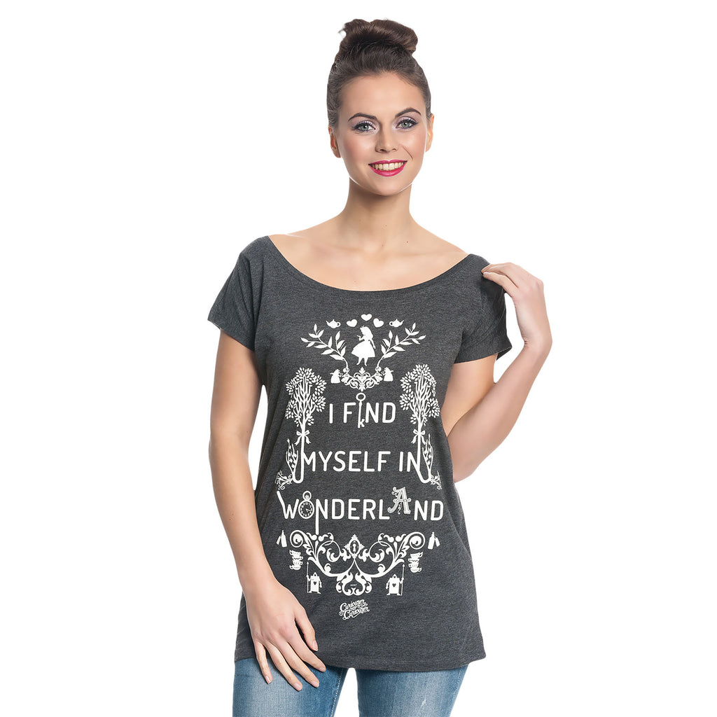 Zdjęcie produktu Alicja w Krainie Czarów - Wonderland T-Shirt damski luźny krój szary