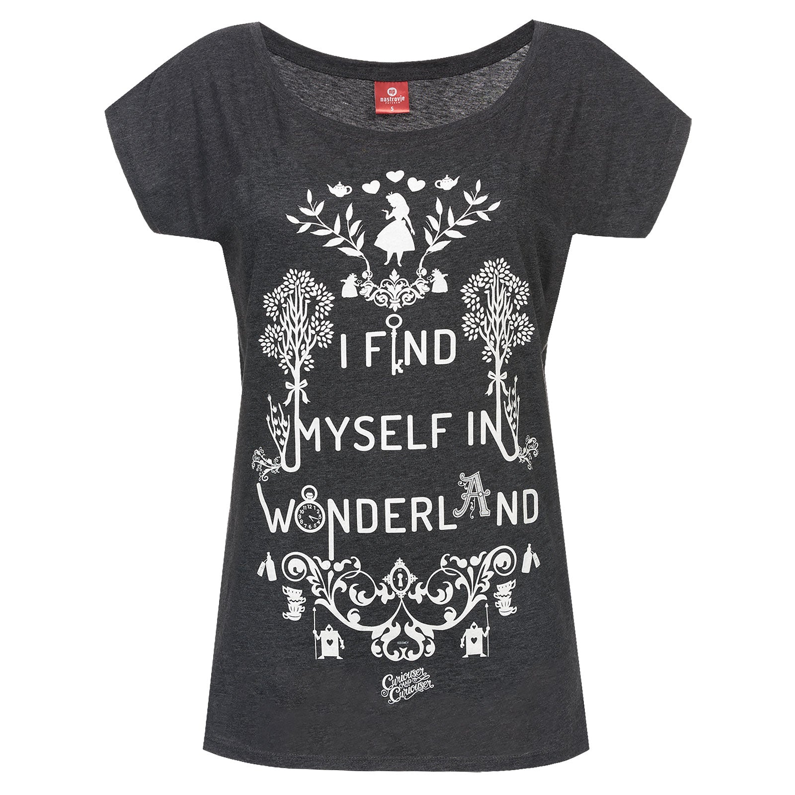 Zdjęcie produktu Alicja w Krainie Czarów - Wonderland T-Shirt damski luźny krój szary