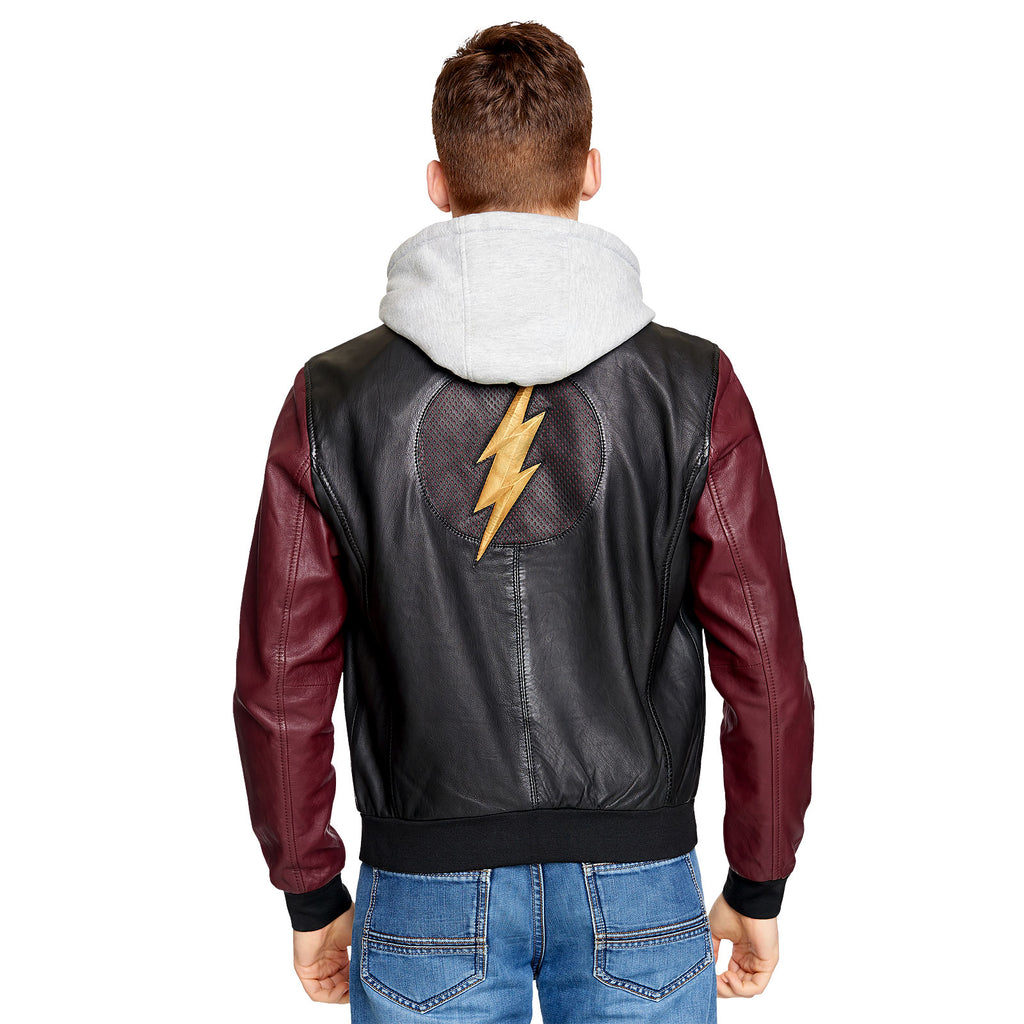Zdjęcie produktu Flash - Skórzana kurtka z kapturem z logo