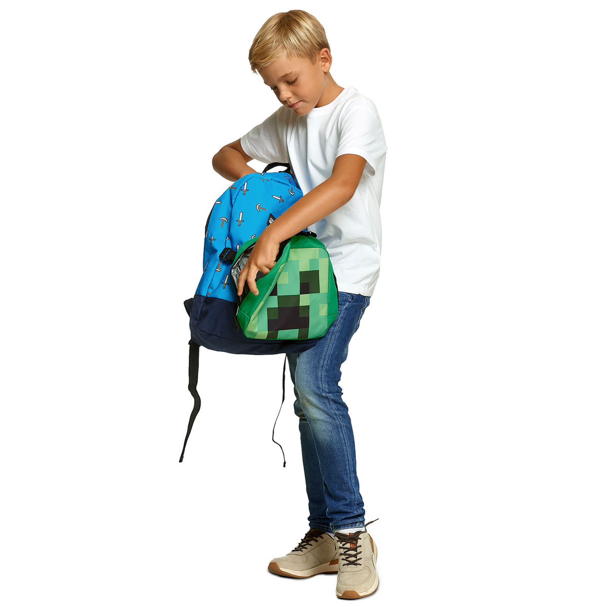 Zdjęcie produktu Minecraft - Plecak Sword & Axe z Mini Torbą Creeper