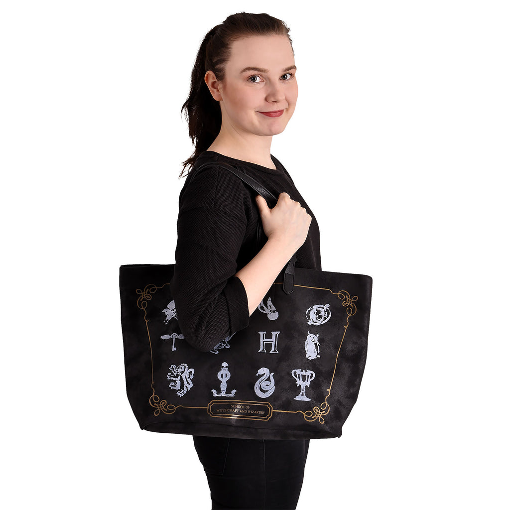 Zdjęcie produktu Harry Potter - Torba na zakupy z symbolami Hogwartu