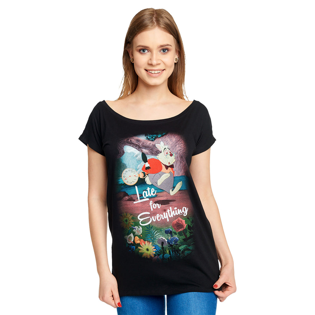 Zdjęcie produktu Alice w Krainie Czarów - Late T-Shirt Damskie Loose Fit czarne