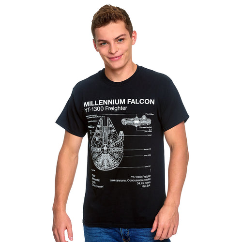 Zdjęcie produktu Star Wars - Millennium Falcon Sketch T-Shirt czarne