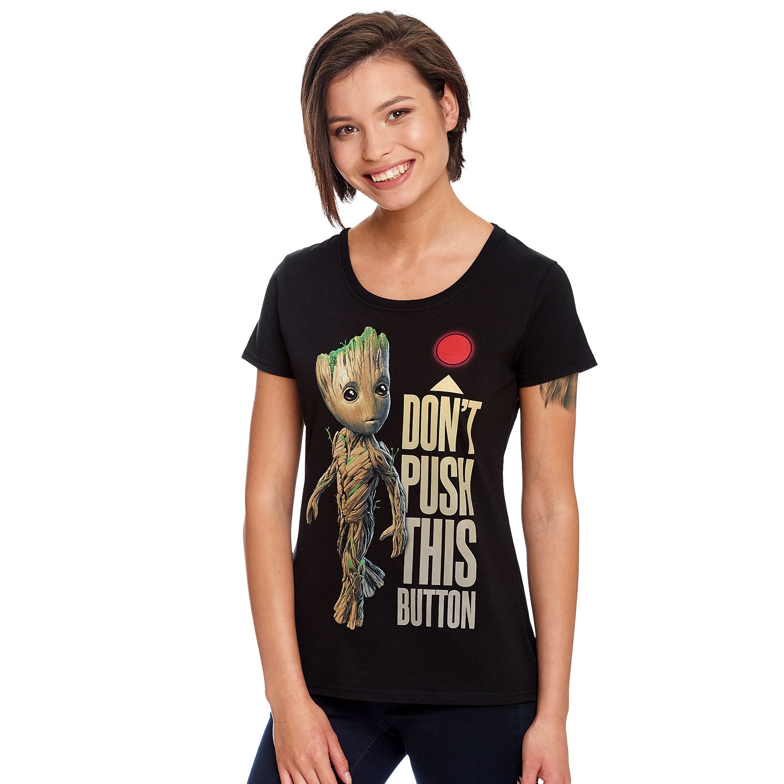 Zdjęcie produktu Strażnicy Galaktyki - Groot Button T-Shirt damska czarna