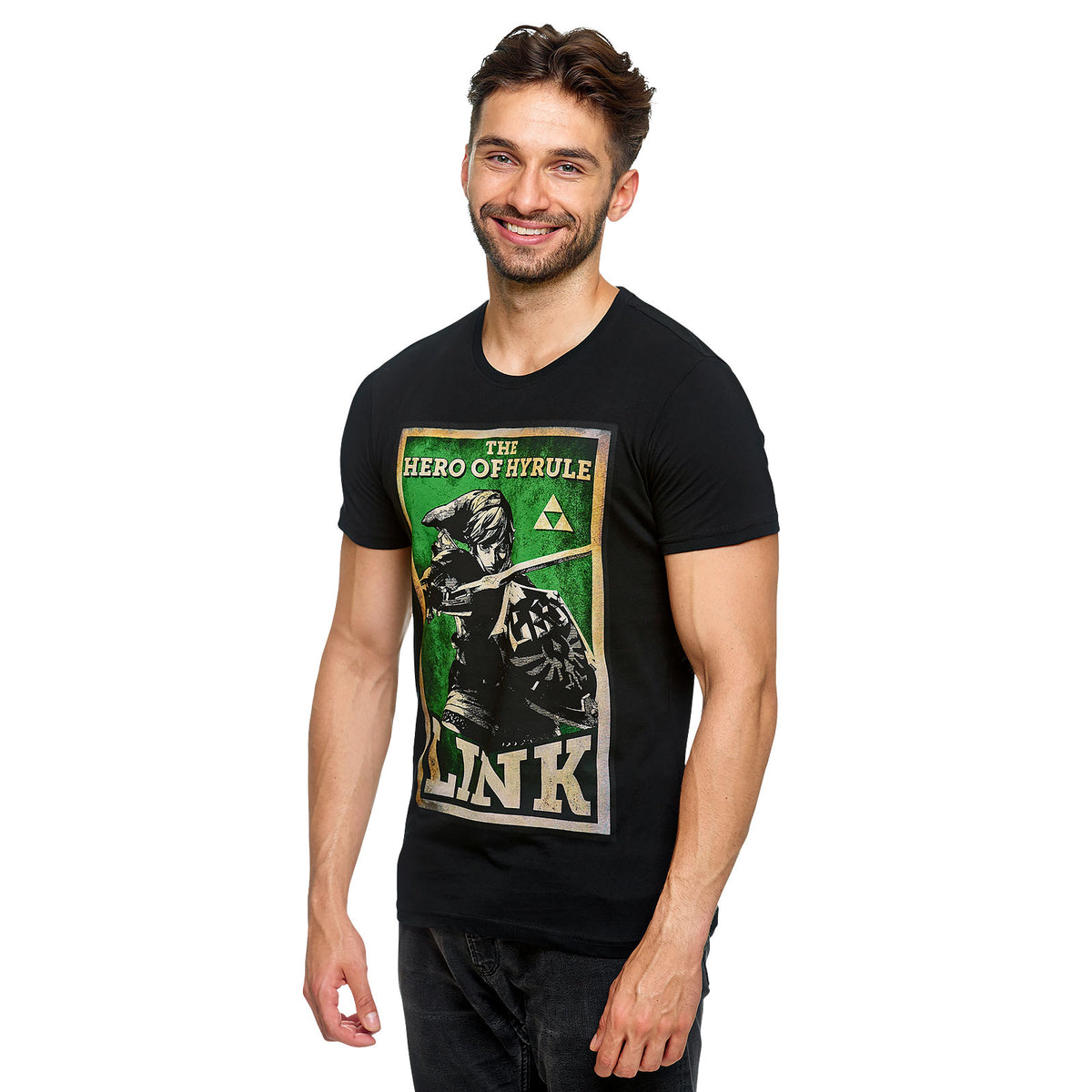 Zdjęcie produktu Zelda - Link Bohater Hyrule Propaganda Plakat T-Shirt czarny