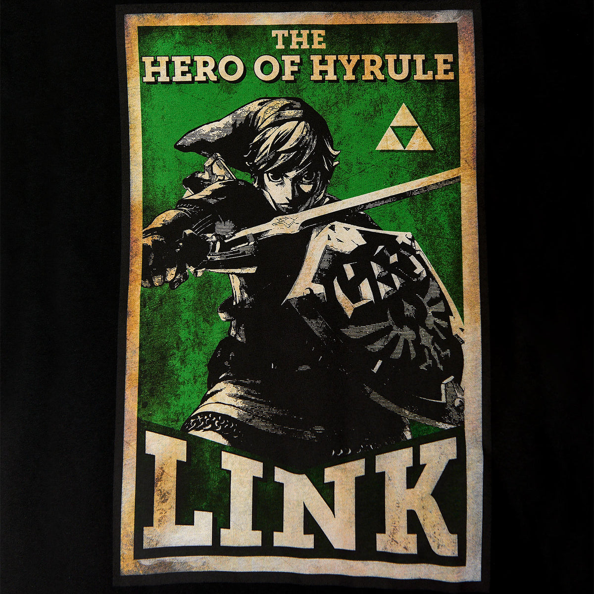Zdjęcie produktu Zelda - Link Bohater Hyrule Propaganda Plakat T-Shirt czarny