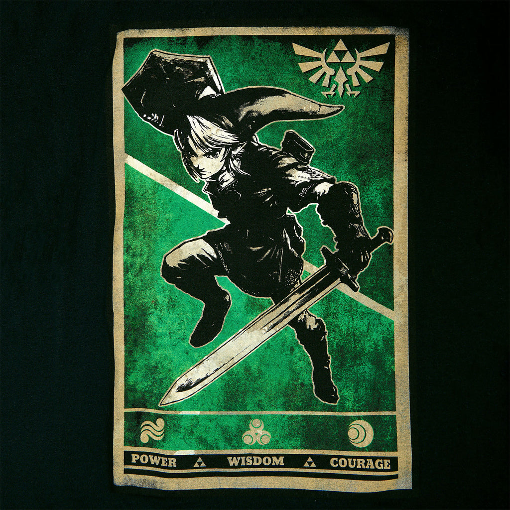Zdjęcie produktu Zelda - Link Triforce Propaganda Poster T-Shirt czarne