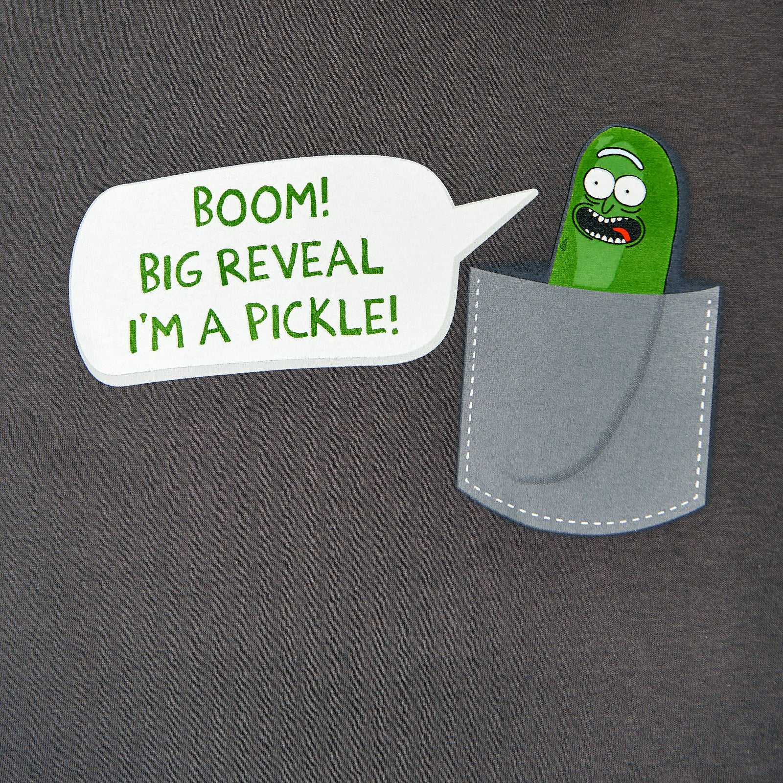 Zdjęcie produktu Rick and Morty - Kieszonkowy Pickle Rick T-Shirt szary