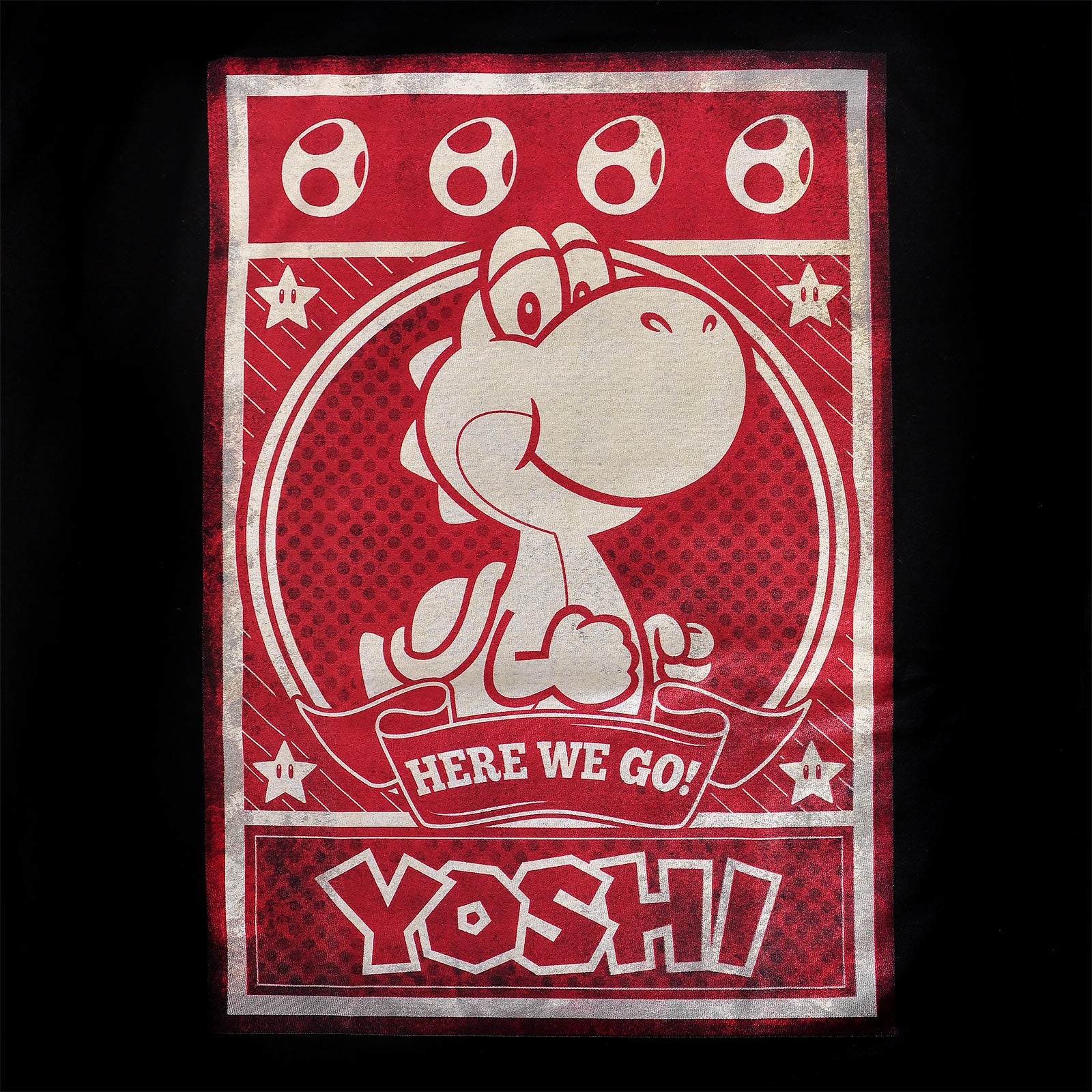 Product image Super Mario - Yoshi Here We Go Poster T-Shirt Black