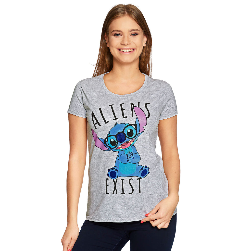 Zdjęcie produktu Lilo & Stitch - Koszulka damska Aliens Exists szara