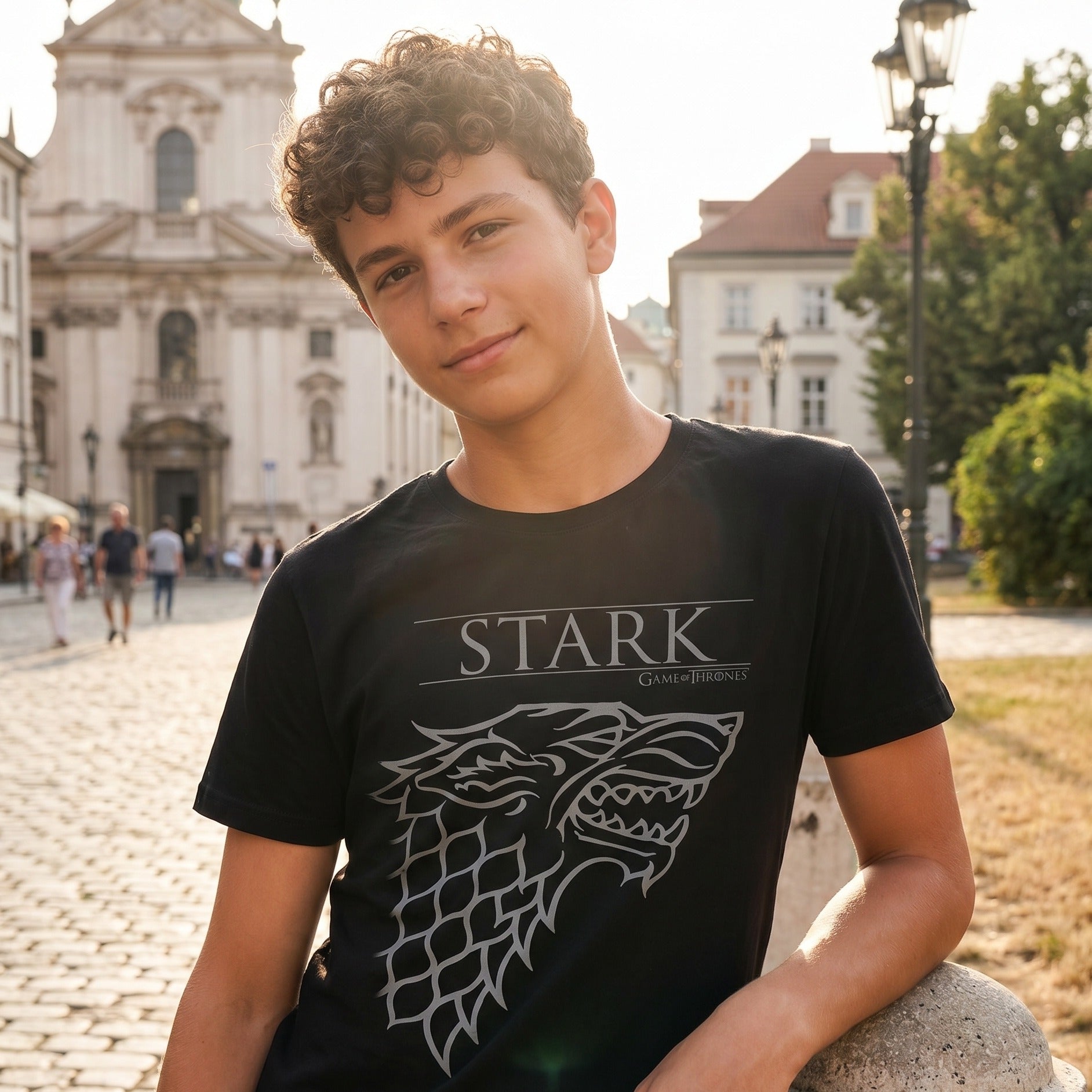Zdjęcie produktu Gra o Tron - Koszulka Dom Stark z wilkorem cieni czarna
