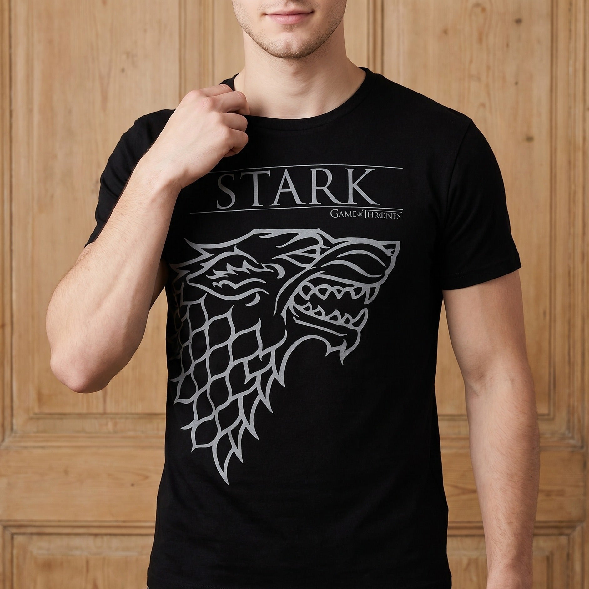 Zdjęcie produktu Gra o Tron - Koszulka Dom Stark z wilkorem cieni czarna