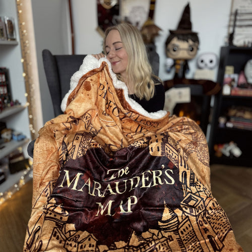 Zdjęcie produktu Harry Potter - Koc z mapą Huncwotów z futerkiem typu teddy