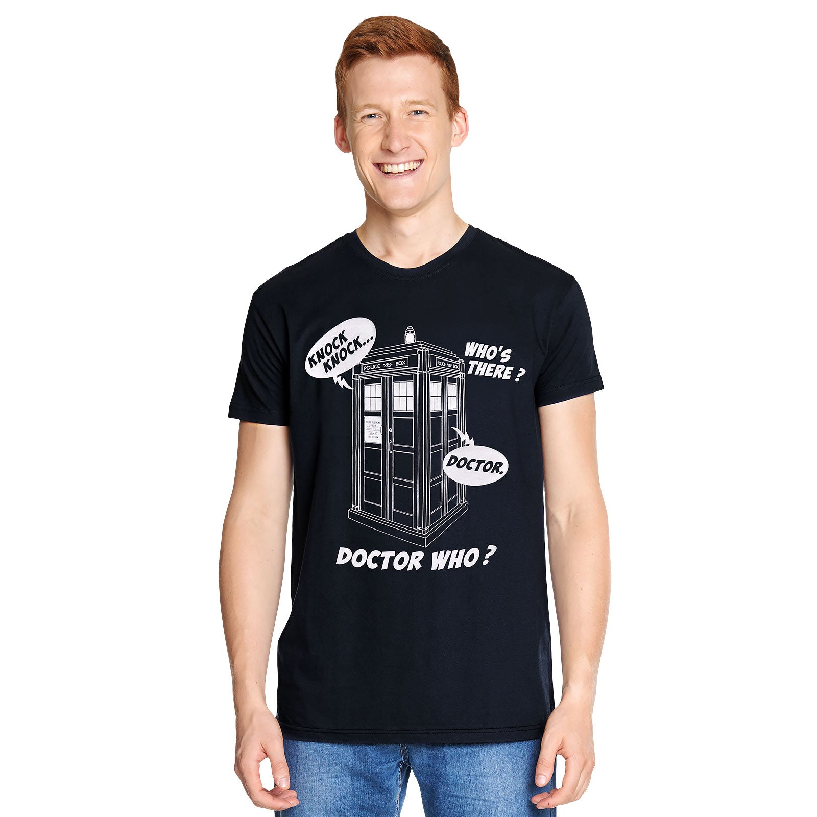 Zdjęcie produktu Doctor Who - Tardis Knock Knock T-Shirt niebieski