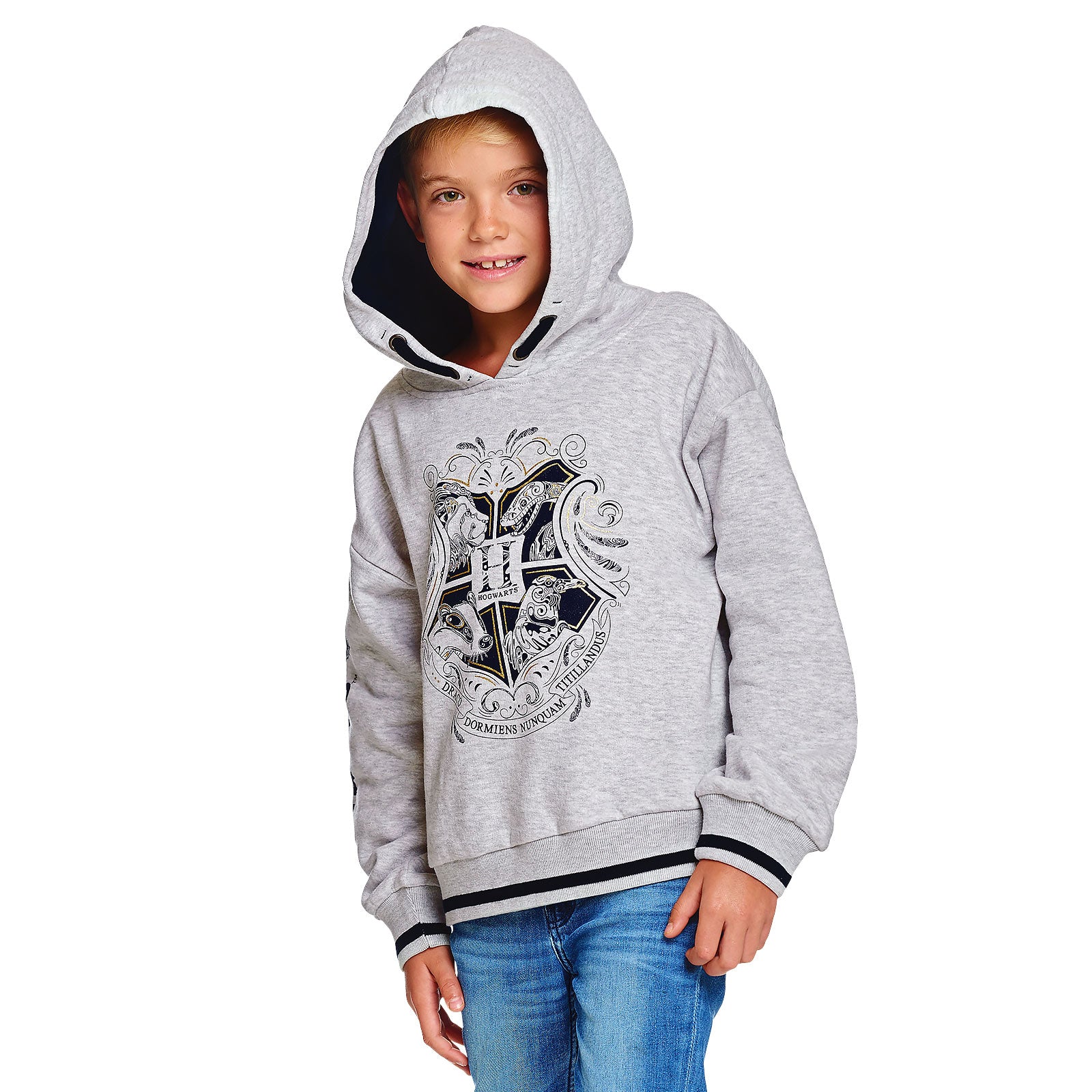 Zdjęcie produktu Harry Potter - Dziecięca bluza z kapturem Hogwarts szara