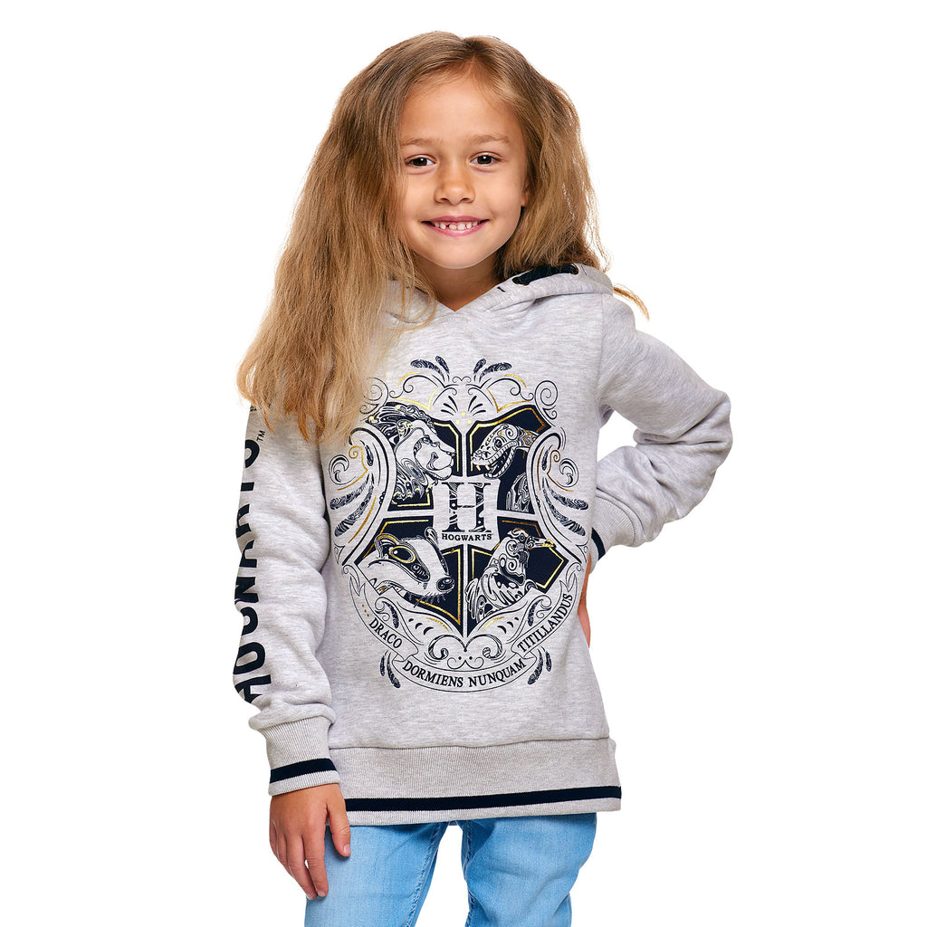 Zdjęcie produktu Harry Potter - Dziecięca bluza z kapturem Hogwarts szara