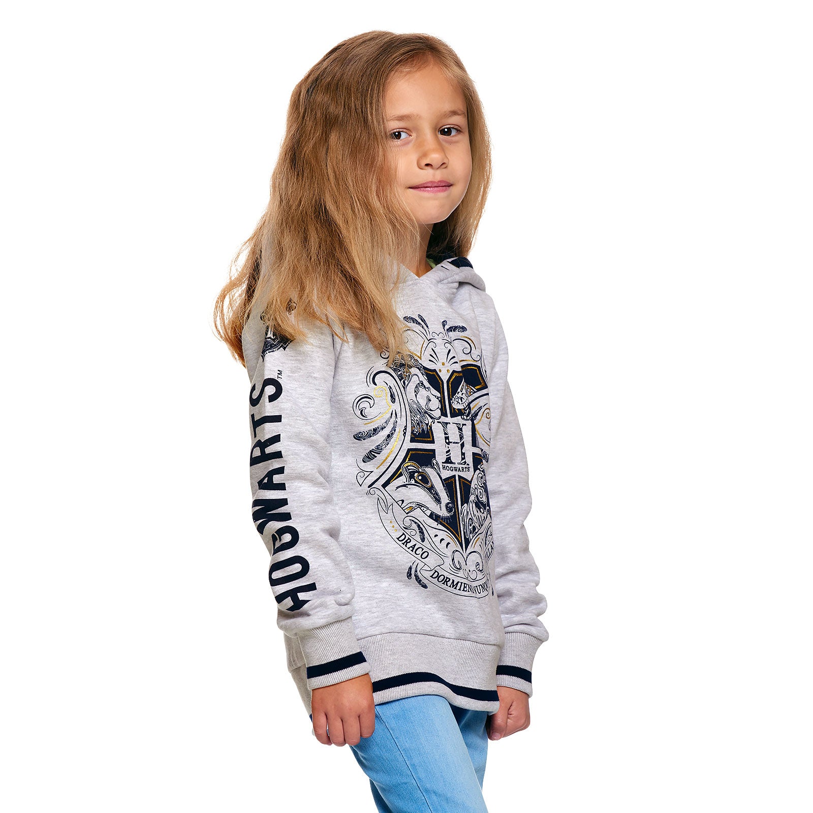 Zdjęcie produktu Harry Potter - Dziecięca bluza z kapturem Hogwarts szara