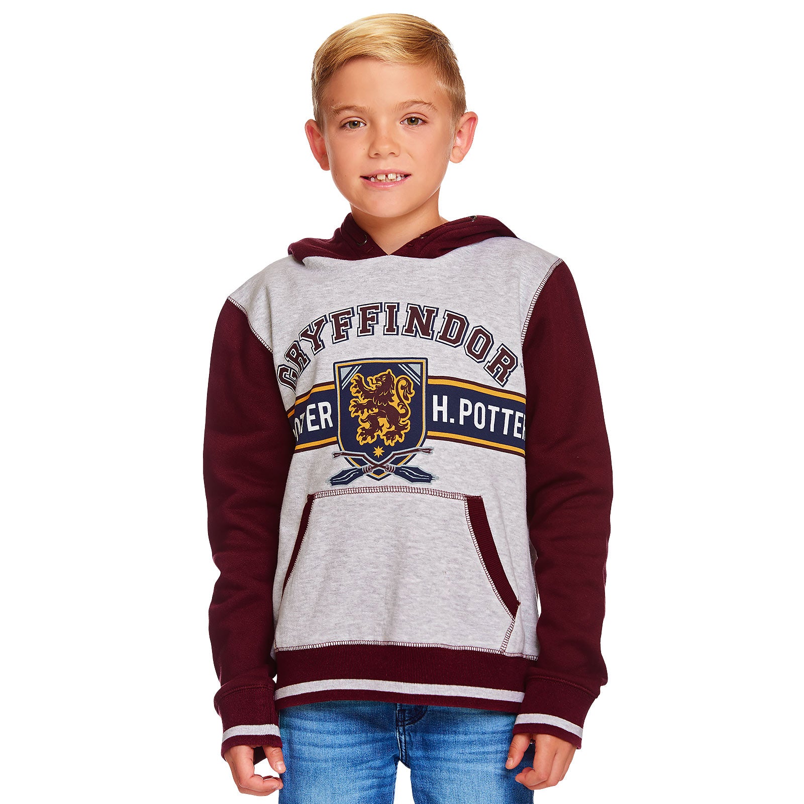 Zdjęcie produktu Harry Potter - Gryffindor dziecięca bluza z kapturem szaro-czerwona