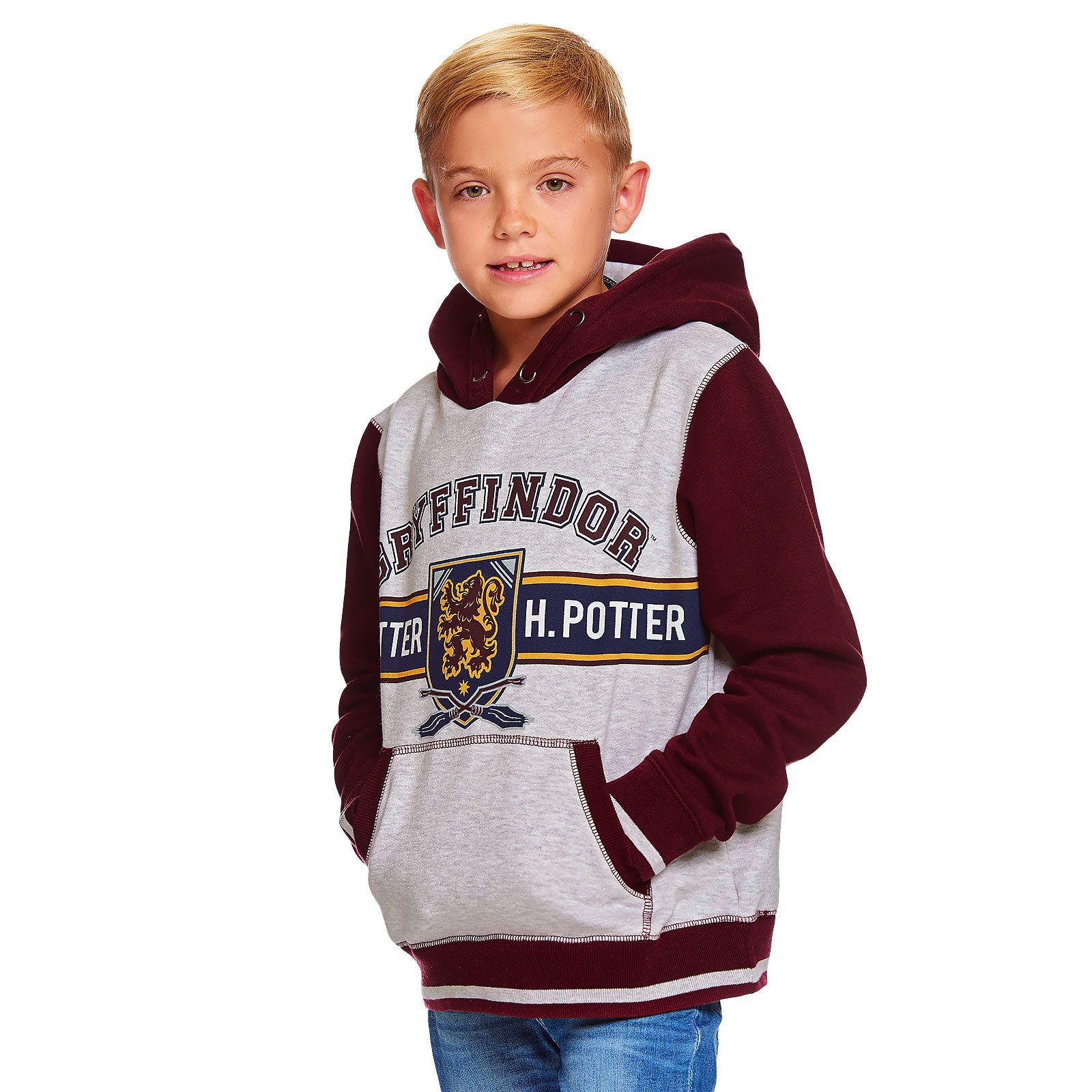 Zdjęcie produktu Harry Potter - Gryffindor dziecięca bluza z kapturem szaro-czerwona