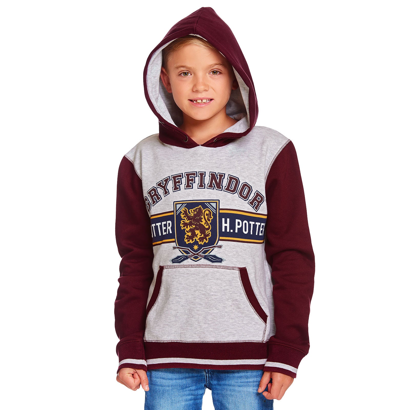 Zdjęcie produktu Harry Potter - Gryffindor dziecięca bluza z kapturem szaro-czerwona