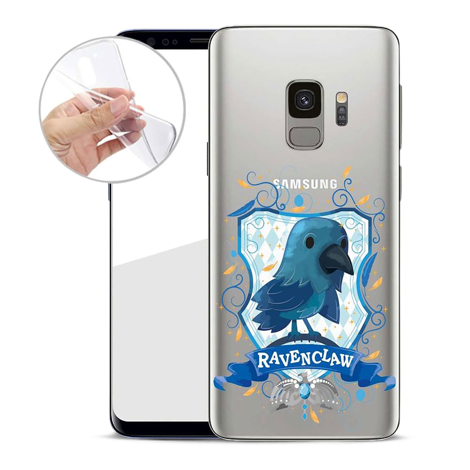 Zdjęcie produktu Harry Potter - Magiczna obudowa na telefon Samsung Galaxy S9 z Ravenclaw, przezroczysta silikonowa