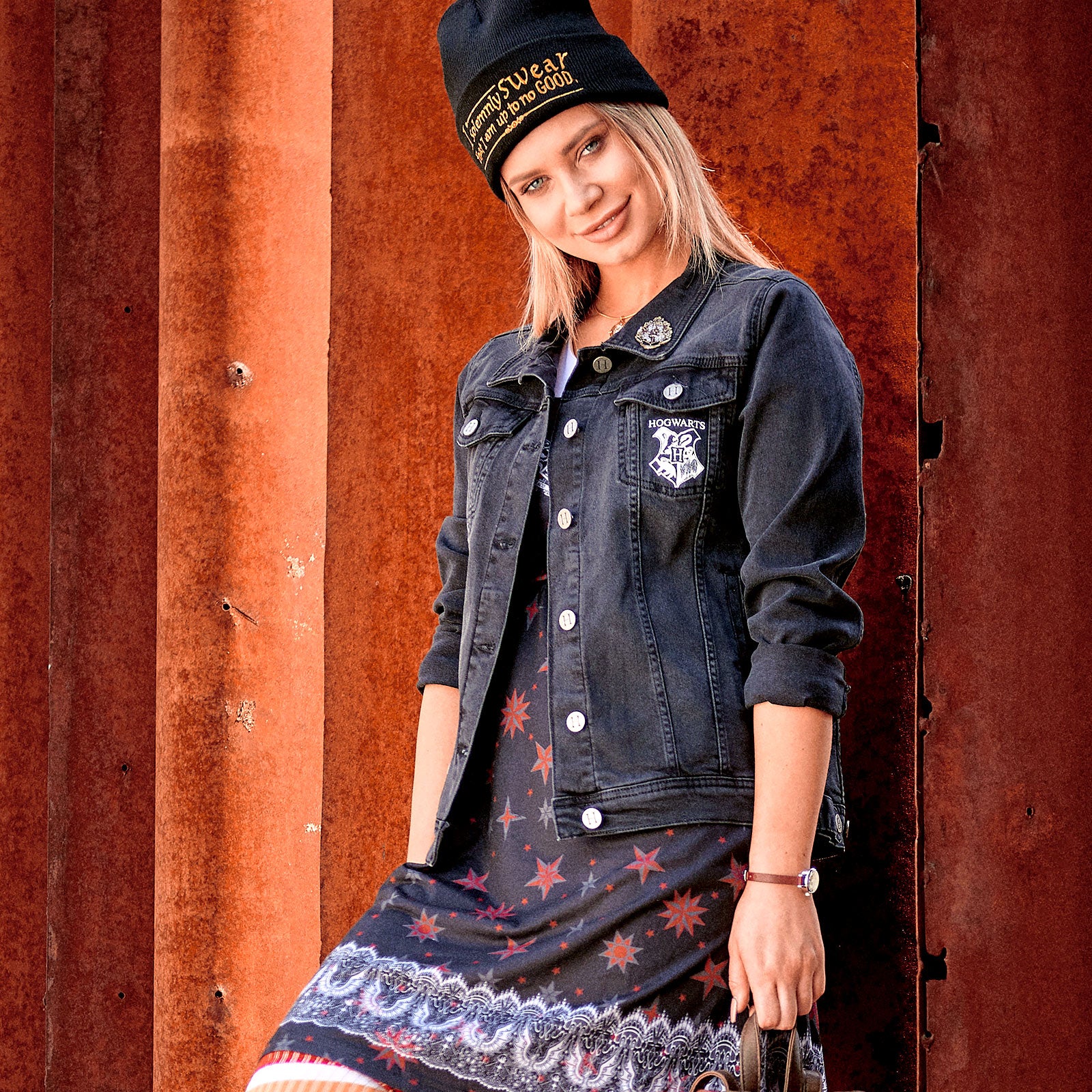 Zdjęcie produktu Harry Potter - Jeansowa kurtka damska z Mapą Huncwotów czarna