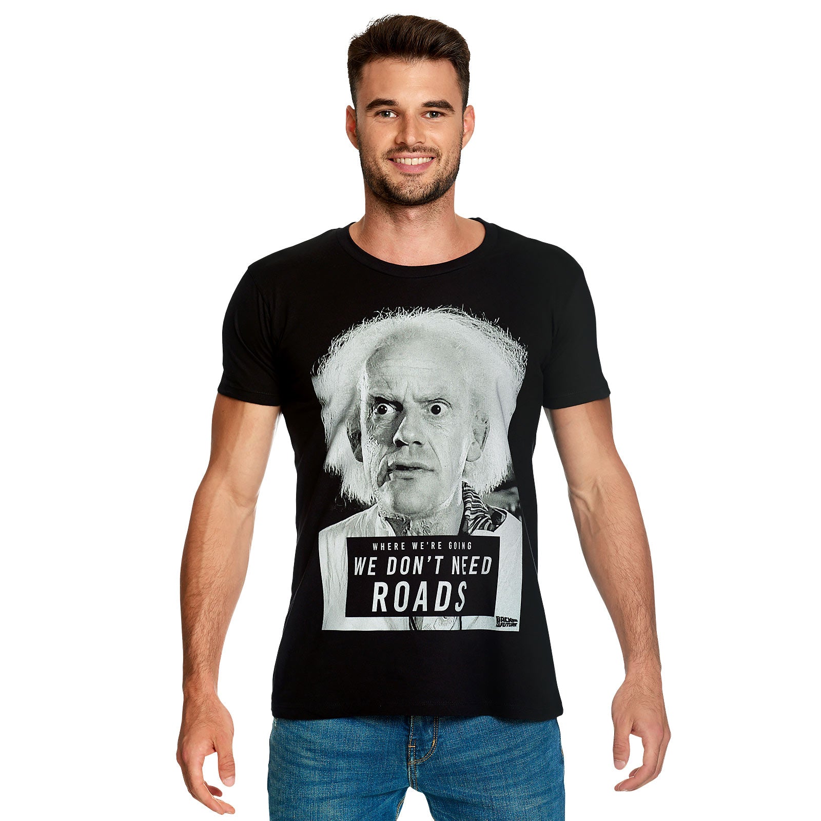 Product image Back to the Future - Doc Brown We Don't Need Roads T-Shirt Black
