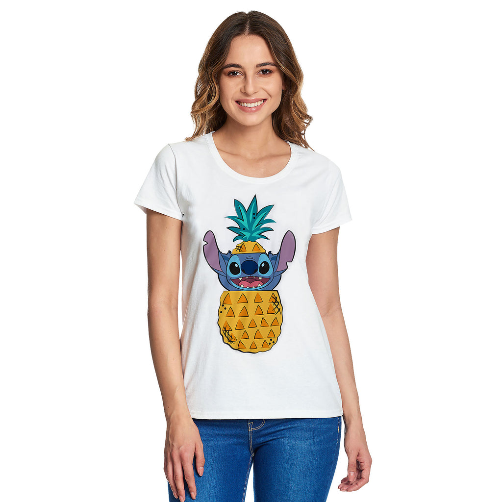 Zdjęcie produktu Lilo & Stitch - T-shirt damski Ananas Stitch biały