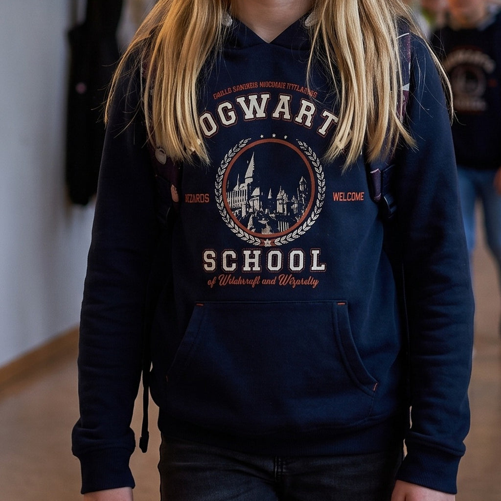Zdjęcie produktu Harry Potter - Hogwarts School Dziecięca Bluza z Kapturem Niebieska