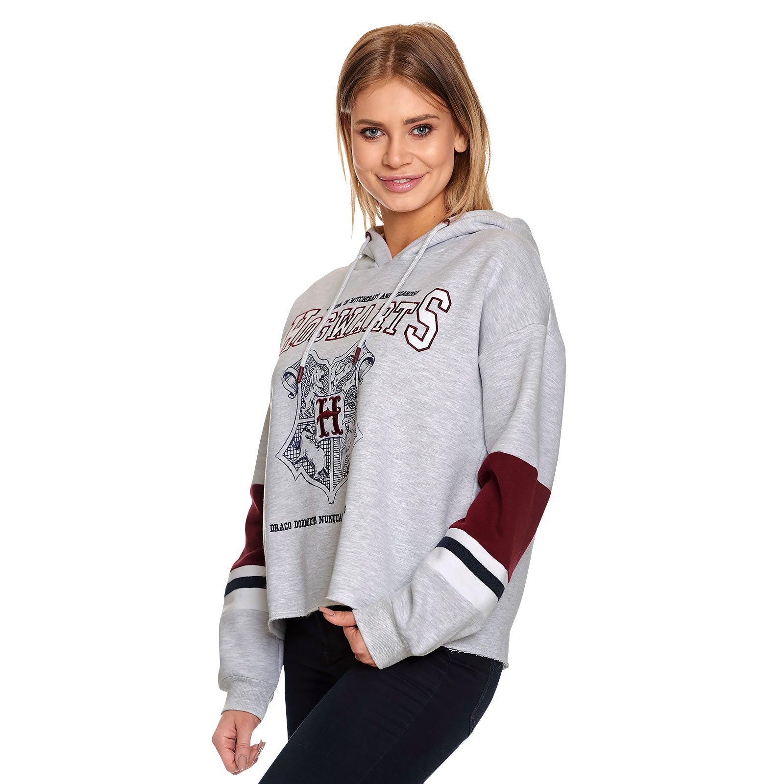 Zdjęcie produktu Harry Potter - Crop Hoodie Szkoła Hogwartu Damski szary