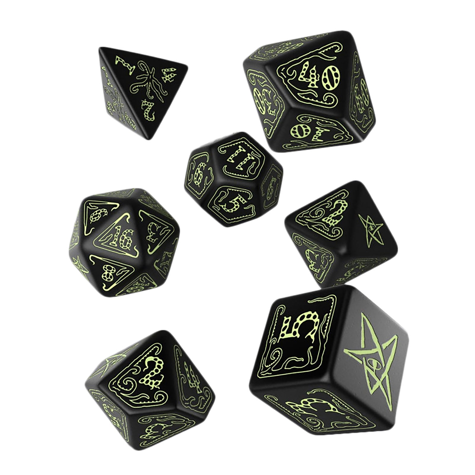 Product image Call of Cthulhu Glow in the Dark RPG Dice Set 7pcs black